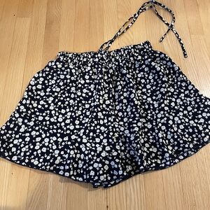 Floral Print Shorts with Tie Waist